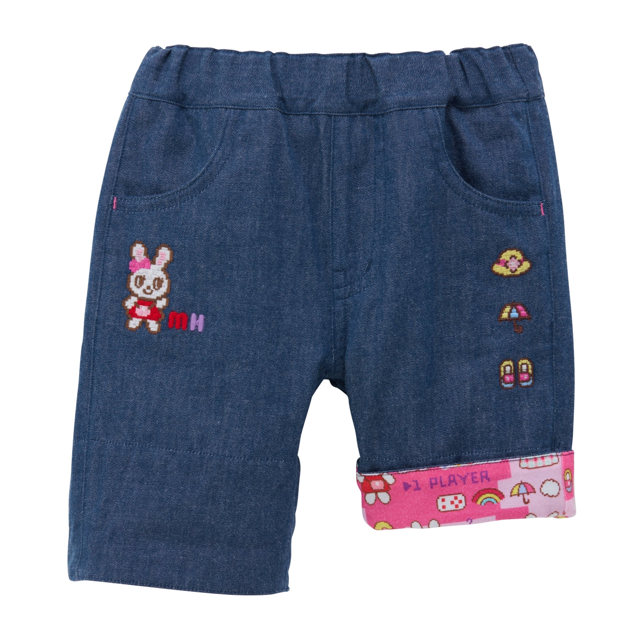Retro Game Denim-Style Shorts