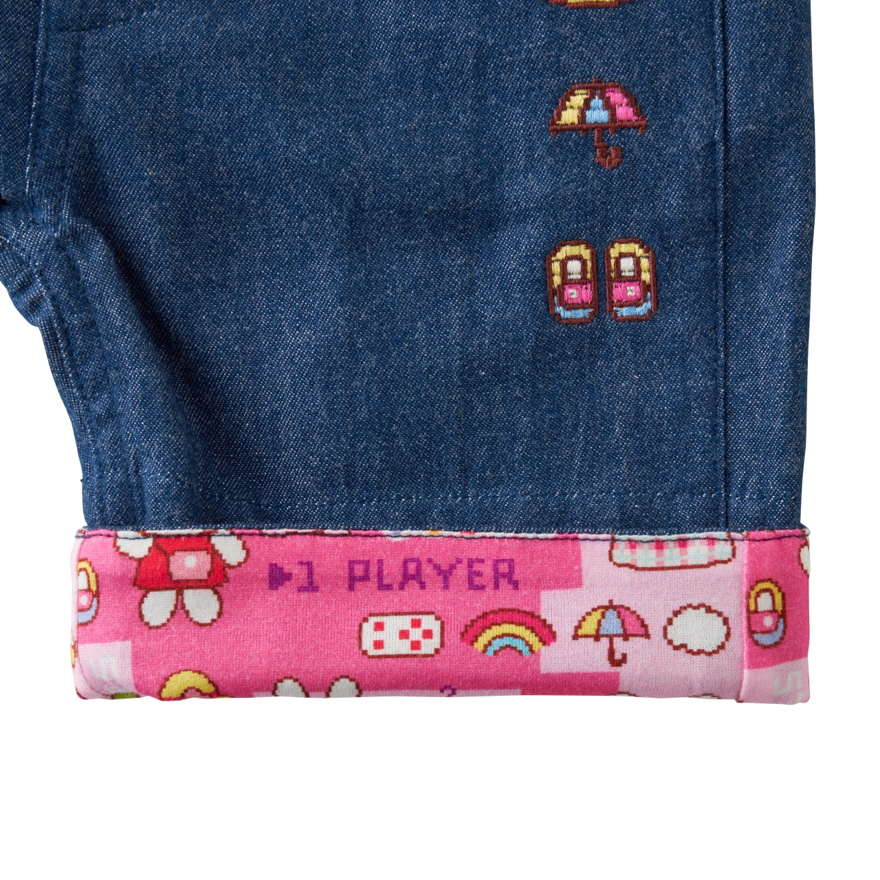Retro Game Denim-Style Shorts
