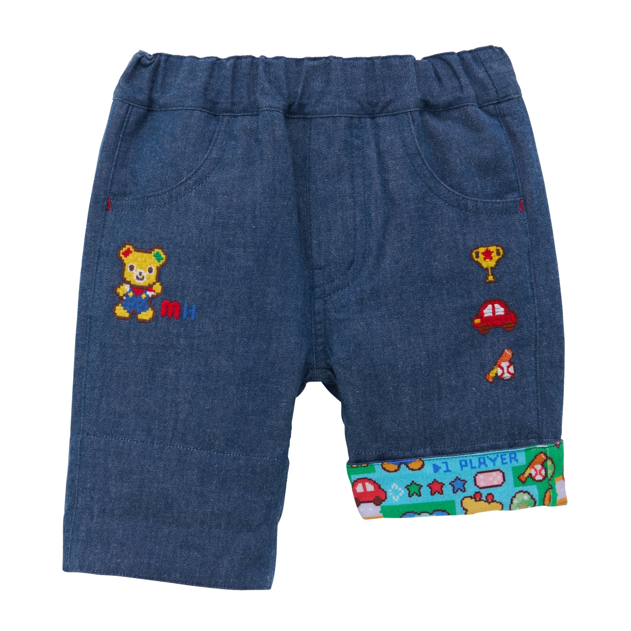 Retro Game Denim-Style Shorts