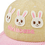 Pink Candy Striped Faux Straw Cap