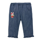 Usako Retro Game Frill-Hem Denim Trousers