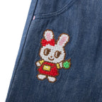 Usako Retro Game Frill-Hem Denim Trousers