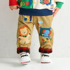 Friendly Animal Motif Trousers with Embroidery