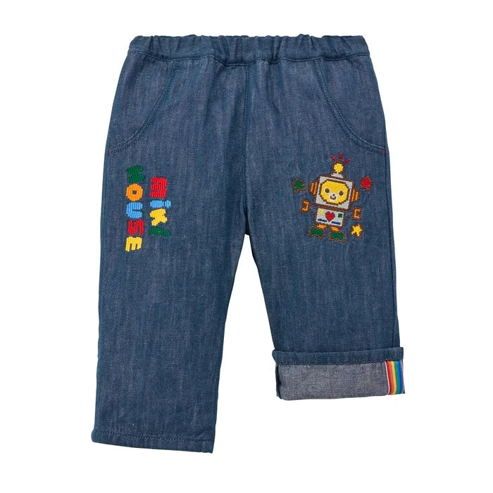 Robot Pucchi Retro Game Denim Trousers