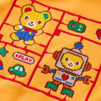 Retro Game Pixel Embroidery Colour-Block Hoodie