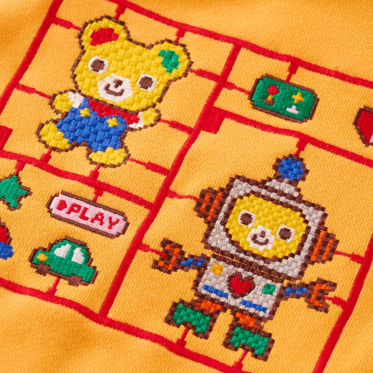 Retro Game Pixel Embroidery Colour-Block Hoodie