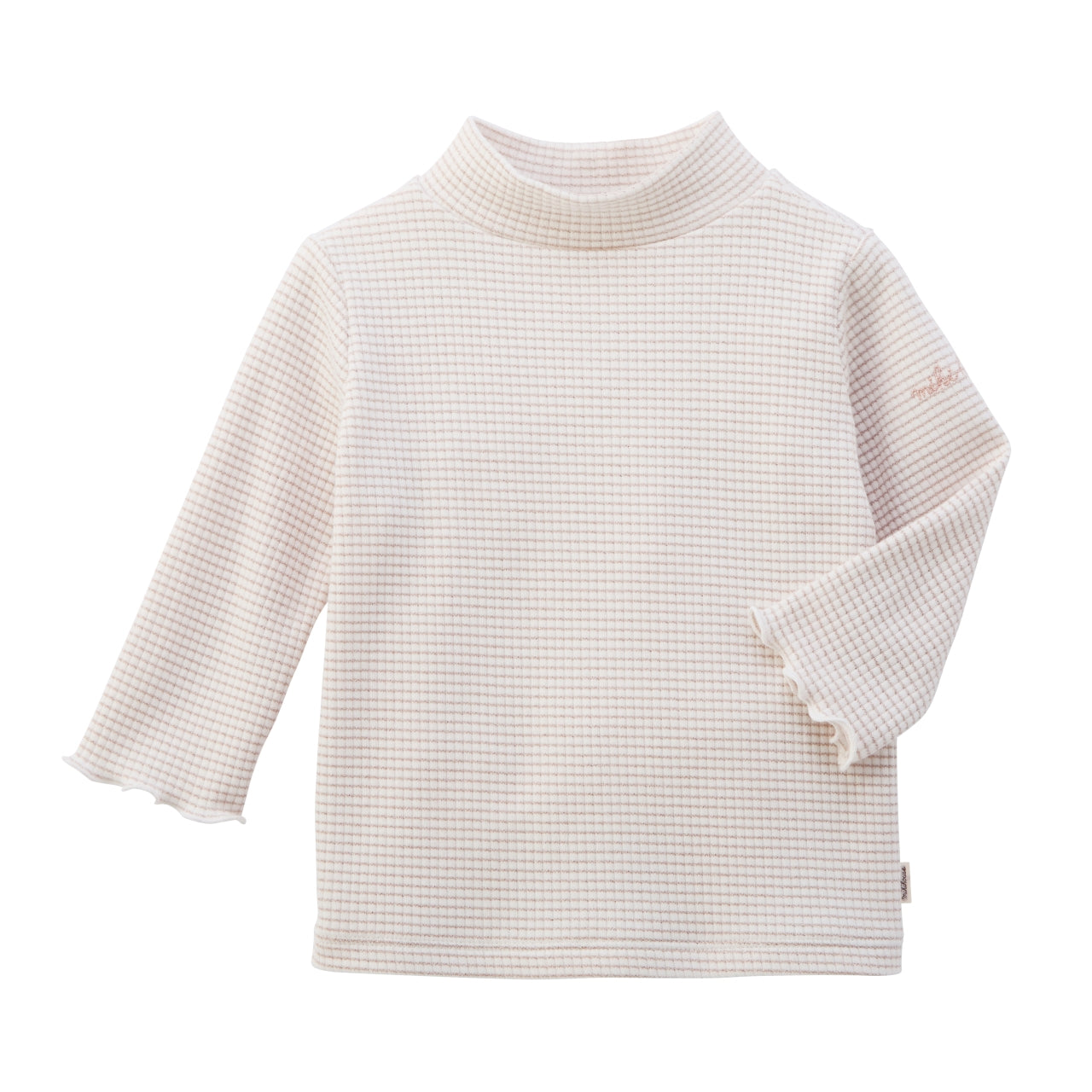 Glitter Stripe Mock-Neck Long-Sleeved T-Shirt