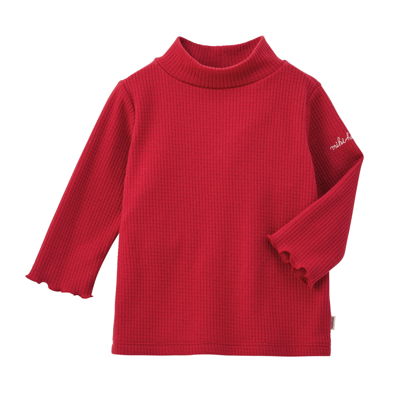 Glitter Stripe Mock-Neck Long-Sleeved T-Shirt