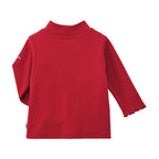 Glitter Stripe Mock-Neck Long-Sleeved T-Shirt