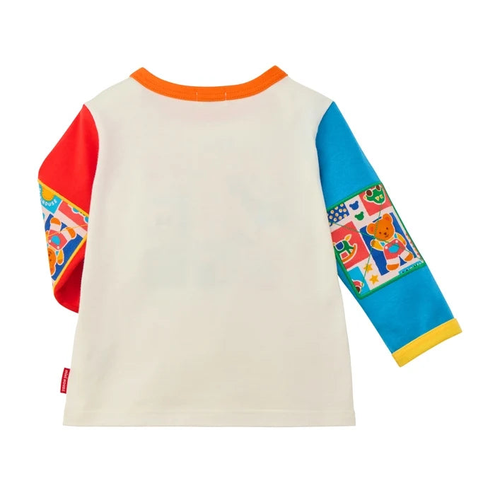 Colourful Bear Long-Sleeved T-Shirt with Corduroy Elbow Patches