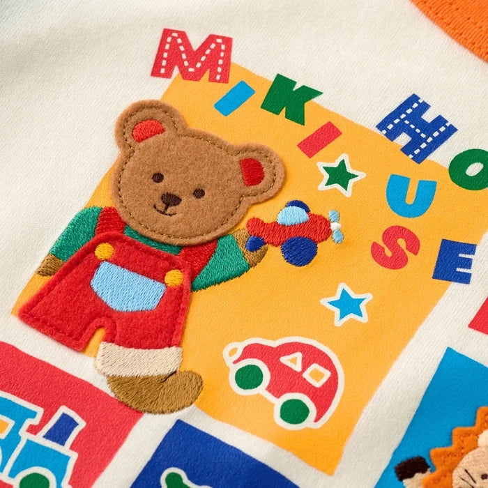 Colourful Bear Long-Sleeved T-Shirt with Corduroy Elbow Patches