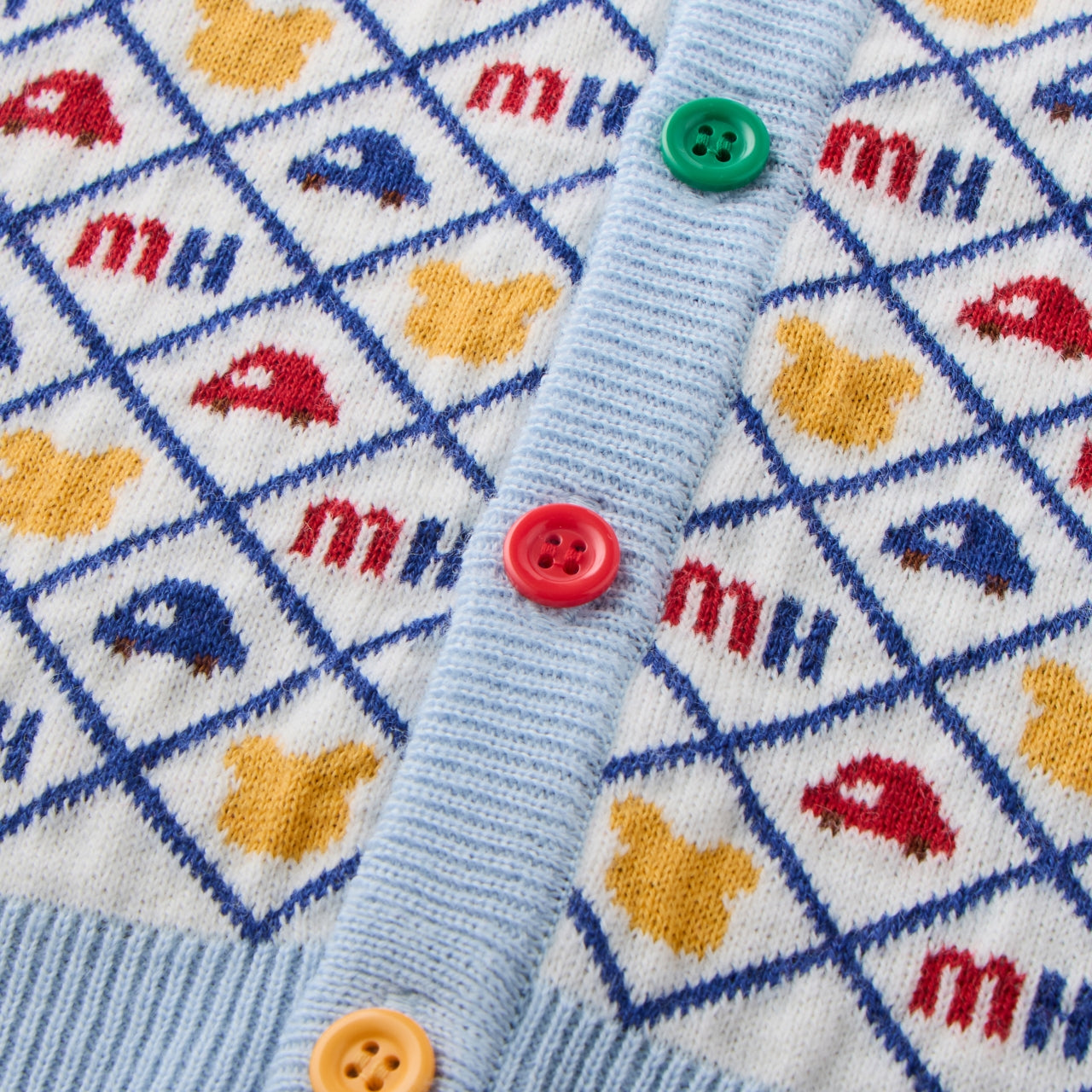 Car & Bear Monogram Wool-Blend Cardigan
