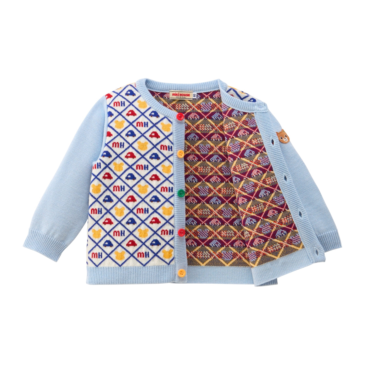 Car & Bear Monogram Wool-Blend Cardigan