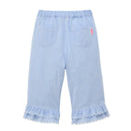 Chieco Saku Dewdrop Jewels Seersucker Ruffled Trousers