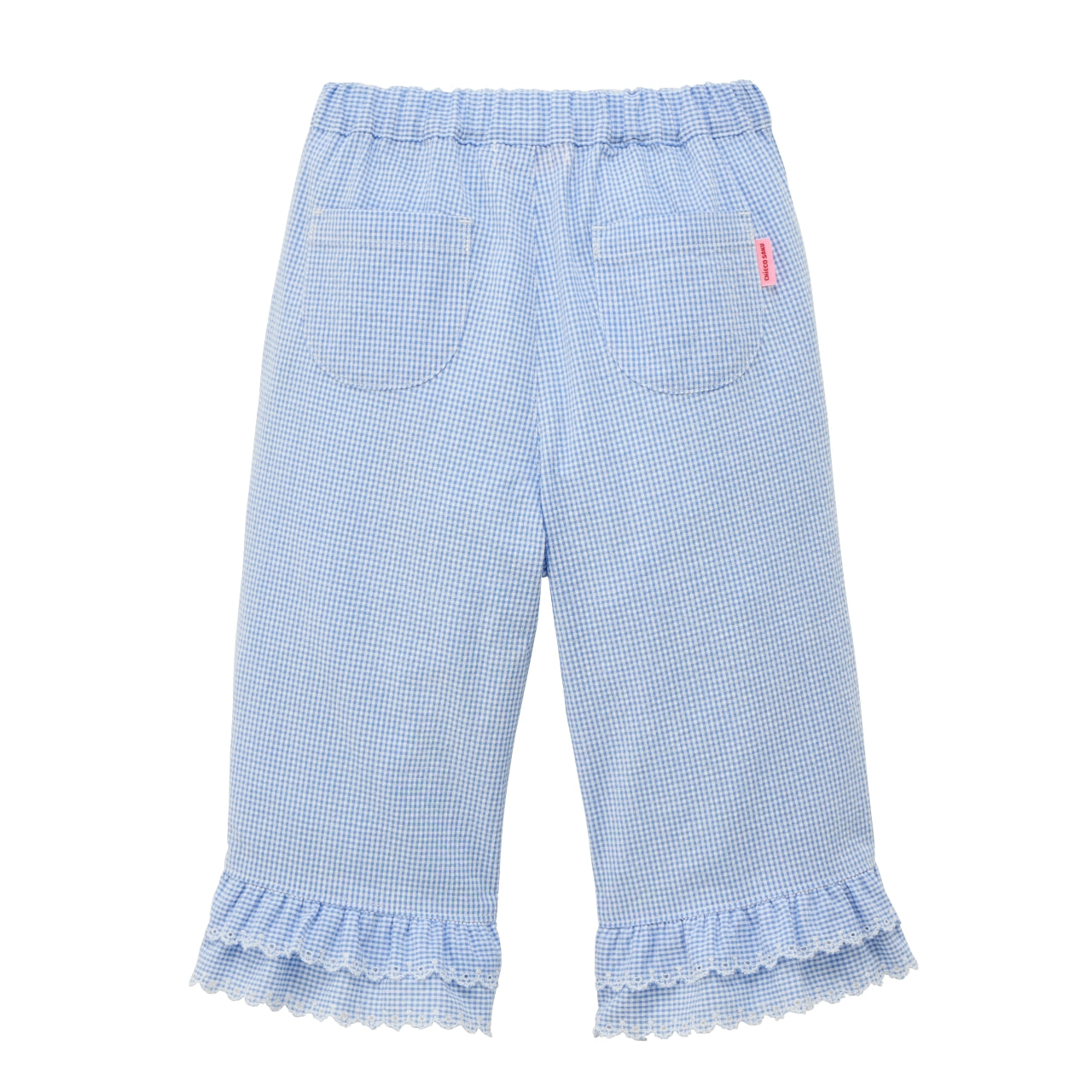 Chieco Saku Dewdrop Jewels Seersucker Ruffled Trousers