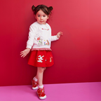 Chieco's Gingham Frill A-Line Sweatshirt