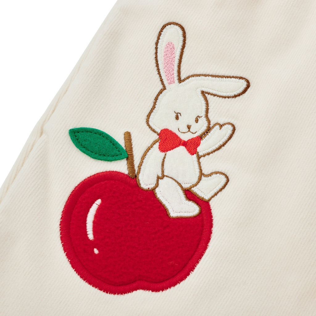 Cosy Retro Corduroy Trousers with Apple Appliques