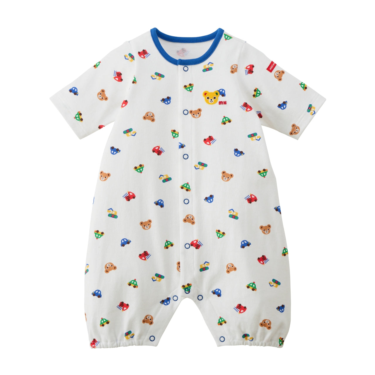 MIKI HOUSE Bear Cotton Fraise Newborn Shortall