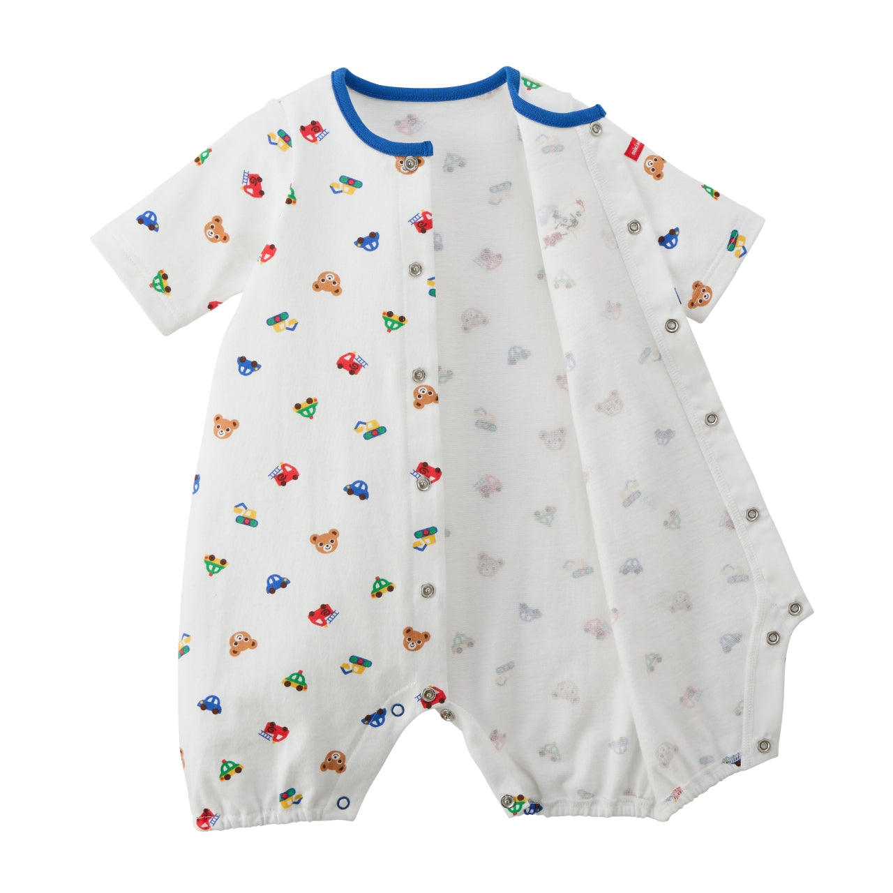 MIKI HOUSE Bear Cotton Fraise Newborn Shortall