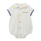 Sailor-Collar Short-Sleeved Baby Bodysuit
