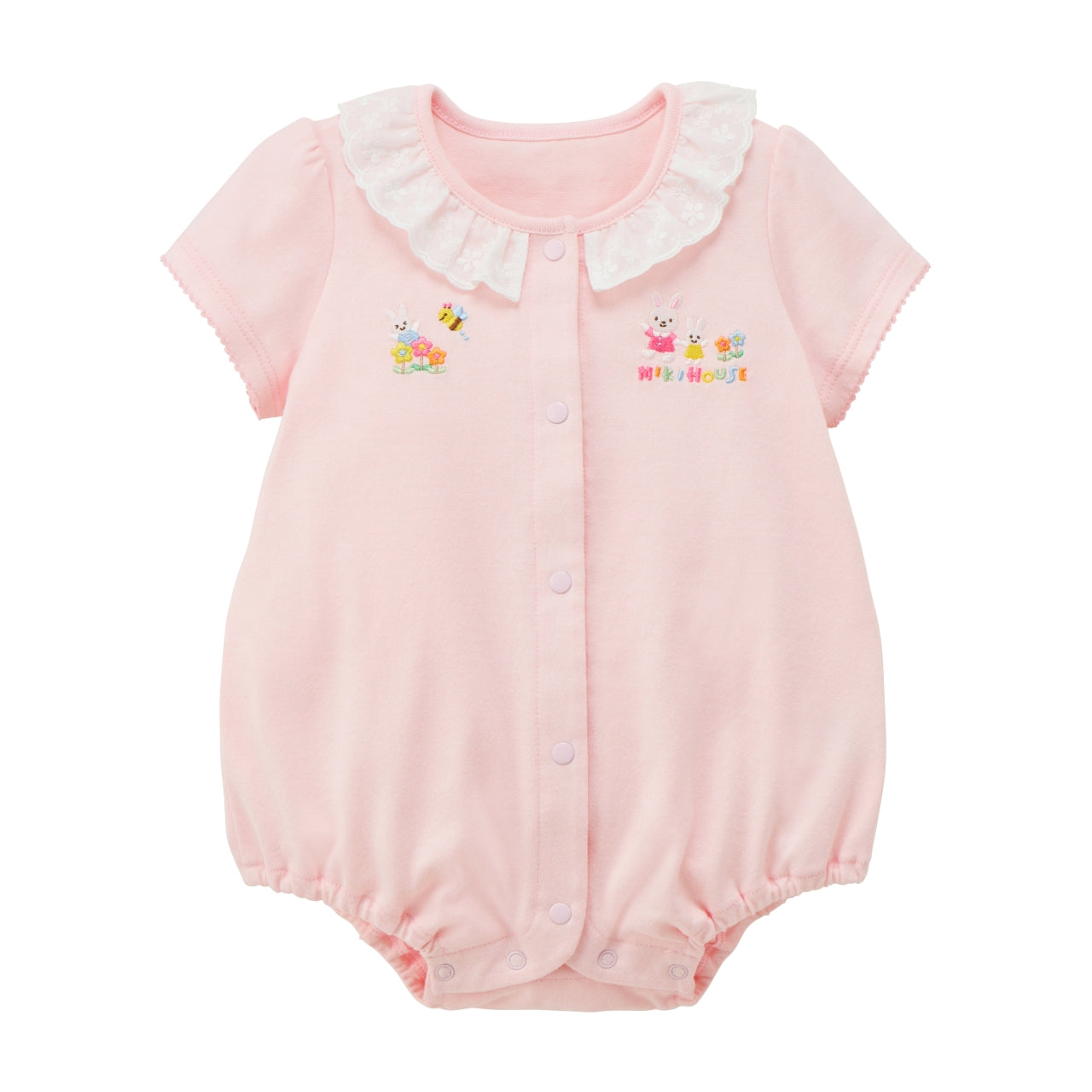 Lace-Collar Short-Sleeved Baby Bodysuit