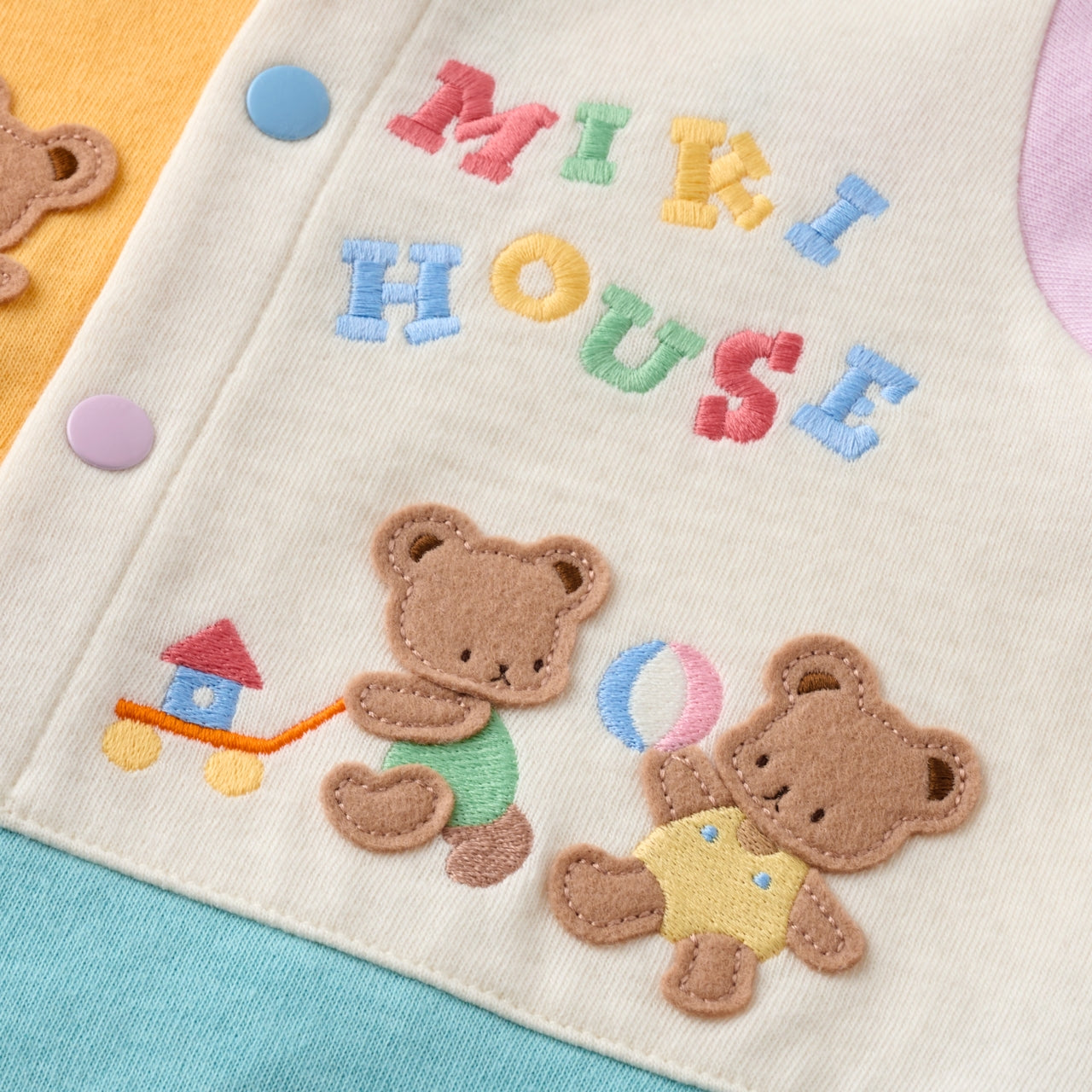 MIKI HOUSE Bear Double-Layer Cotton All-in-One
