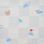 Two-Piece Gauze Towel Set (Stars and Mount Fuji motif)
