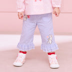 Chieco Saku Dewdrop Jewels Seersucker Ruffled Trousers