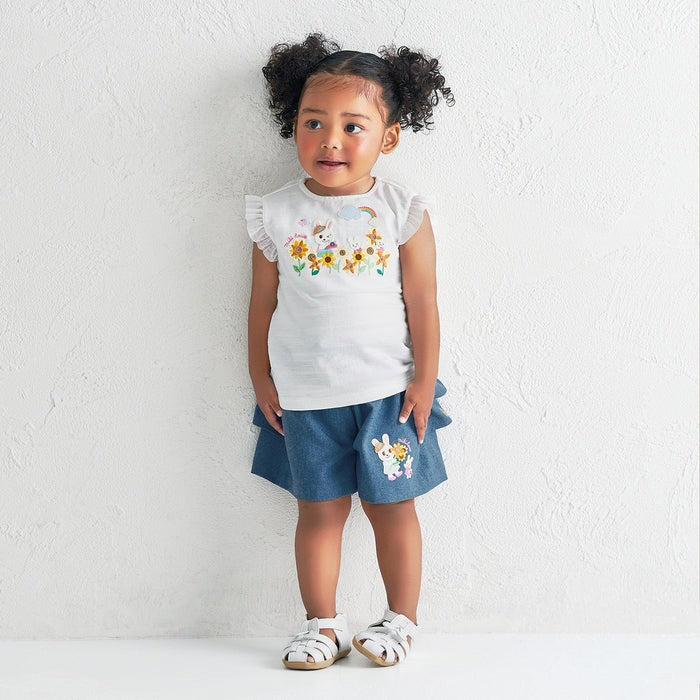 Water-Repellent Floral Frill Half Shorts