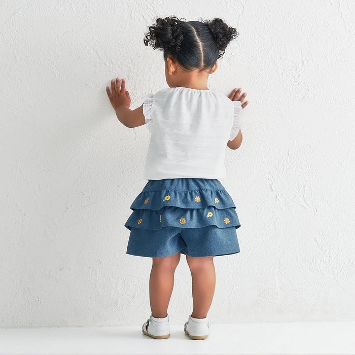 Water-Repellent Floral Frill Half Shorts