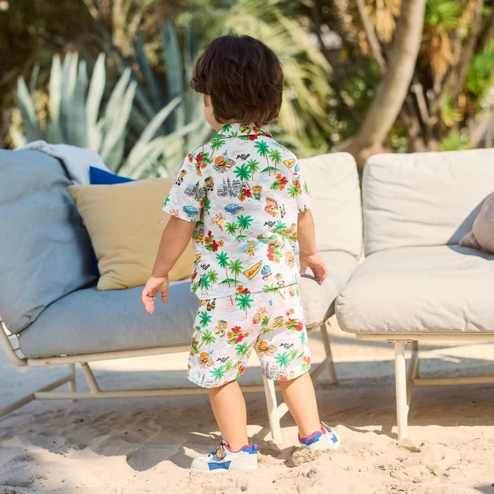 Tropical Pucchi & Palm Tree Aloha Shirt