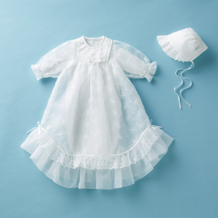 Newborn Year-Round Organdy Ceremony Dress Set (3-Piece)