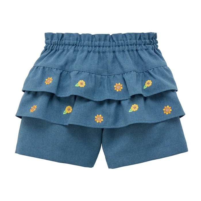 Water-Repellent Floral Frill Half Shorts