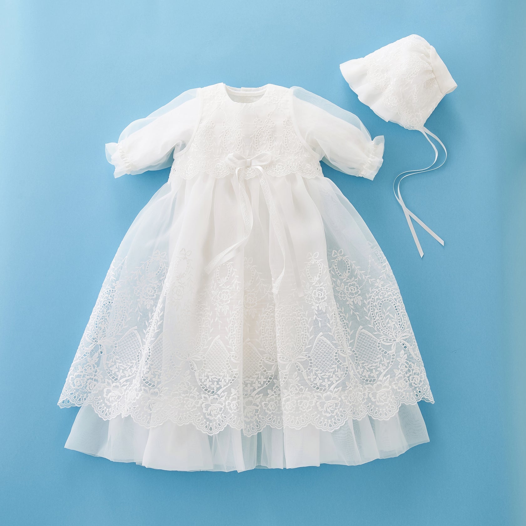 Newborn Year-Round Organdy Ceremony Dress Set (3-Piece / Size 50-70cm)