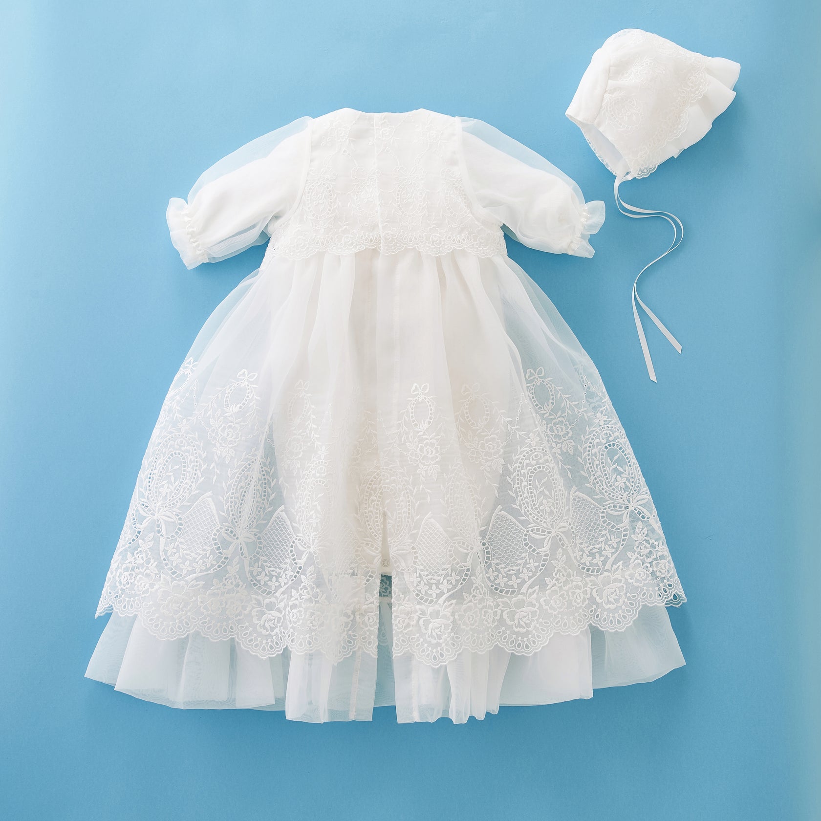 Newborn Year-Round Organdy Ceremony Dress Set (3-Piece / Size 50-70cm)