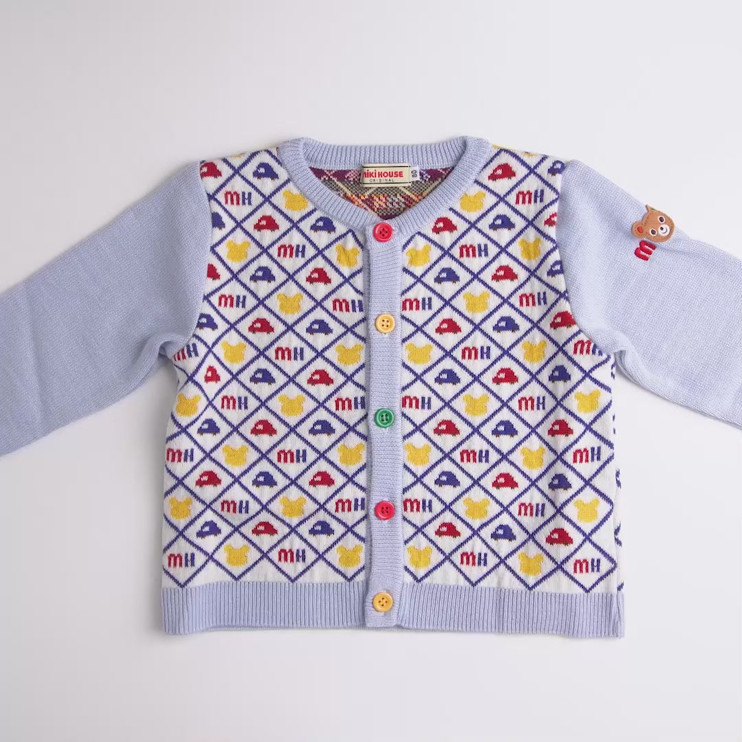 Car & Bear Monogram Wool-Blend Cardigan