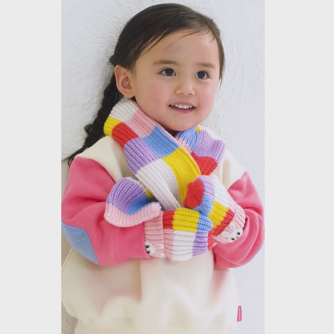 Pucchi Colour-Block Knit Mittens
