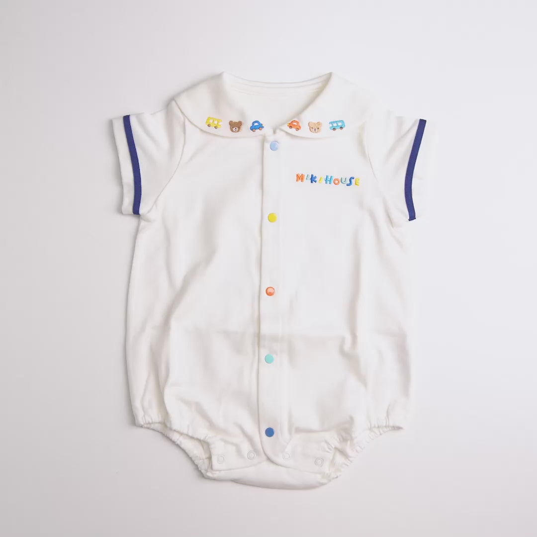 Sailor-Collar Short-Sleeved Baby Bodysuit